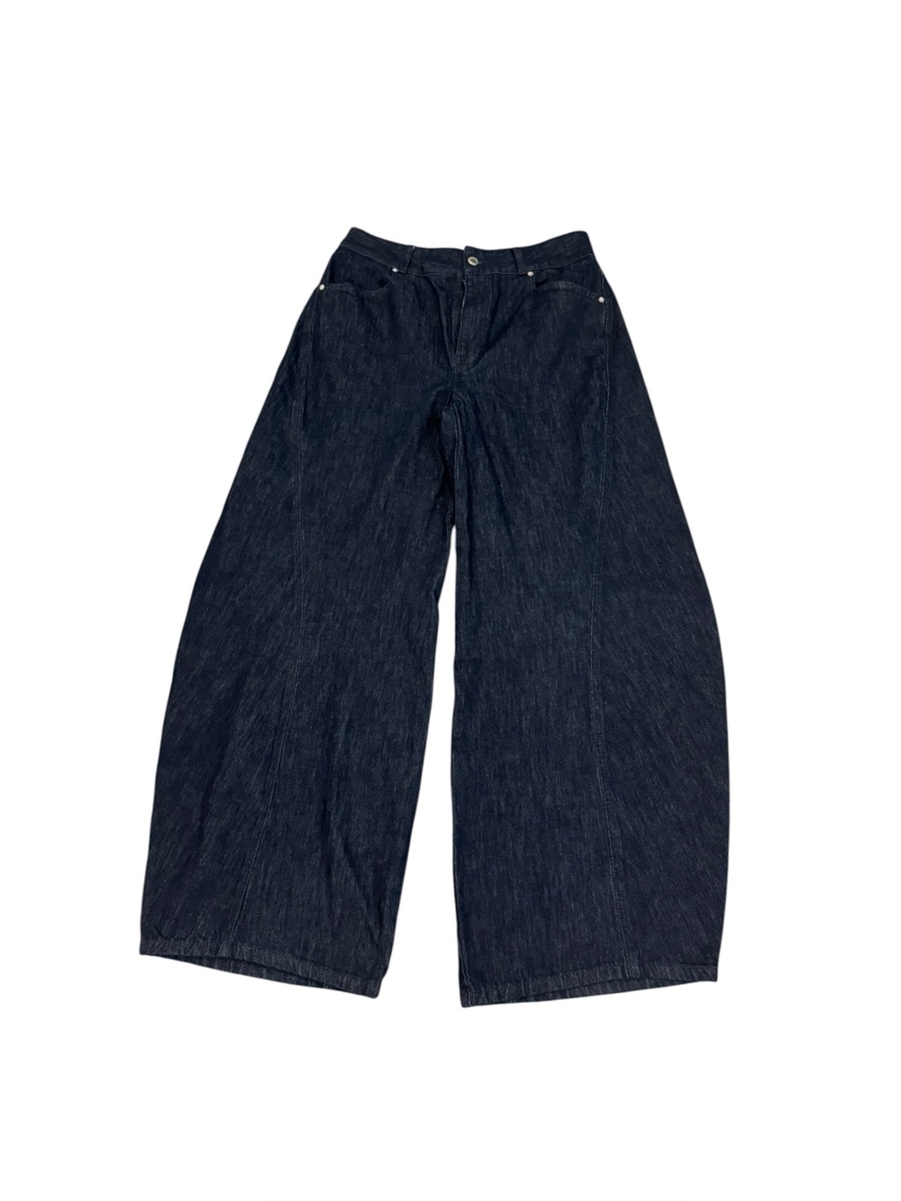 ZARA WOMAN COLLECTION MID-RISE - BARREL LEG Dark Wash 10 NWOT - Picture 2 of 5